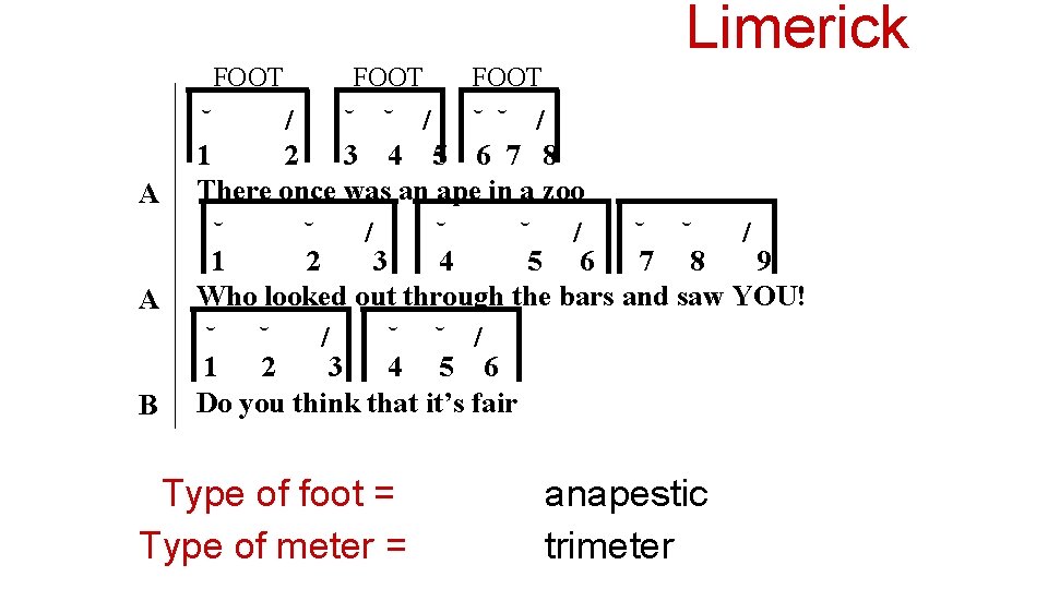 Limerick FOOT A A B FOOT ˘ / ˘ ˘ / 1 2 3