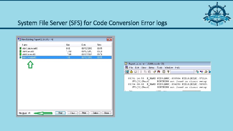System File Server (SFS) for Code Conversion Error logs 