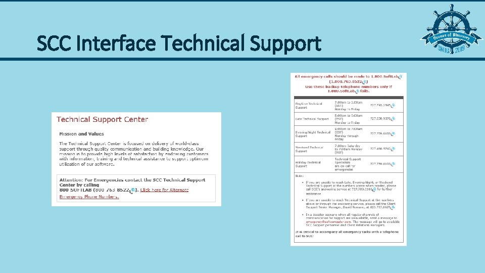 SCC Interface Technical Support 