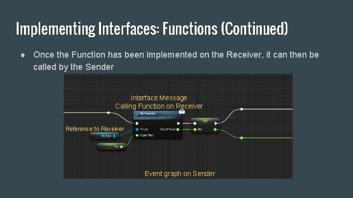 Implementing Interfaces: Functions (Continued) ● Once the Function has been implemented on the Receiver,