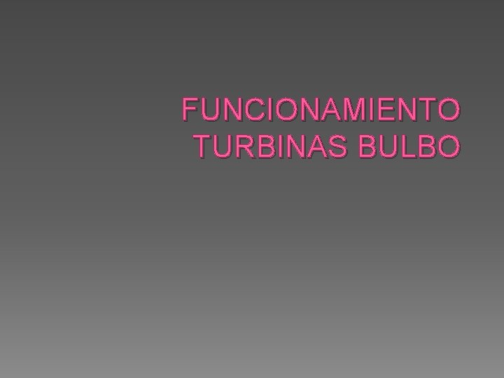 FUNCIONAMIENTO TURBINAS BULBO 