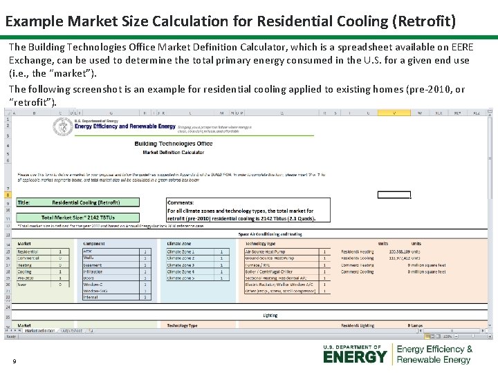 Example Market Size Calculation for Residential Cooling (Retrofit) The Building Technologies Office Market Definition