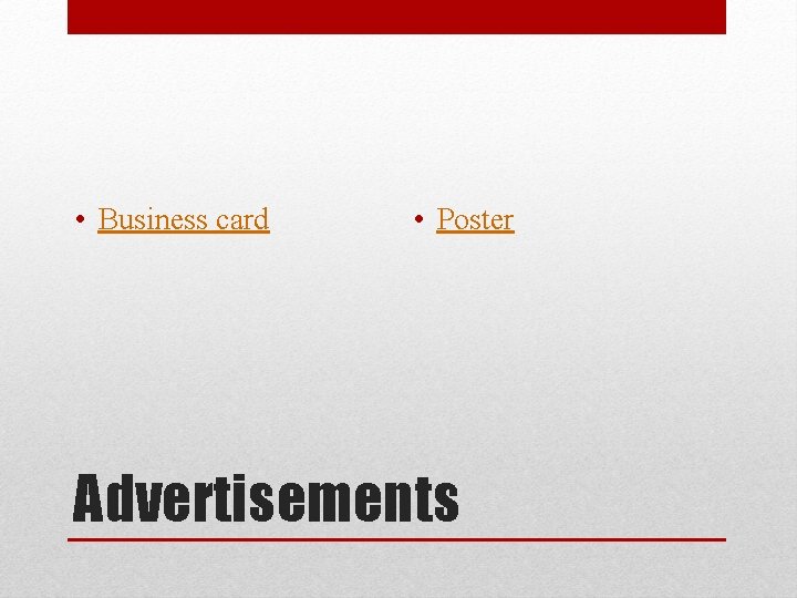  • Business card • Poster Advertisements 