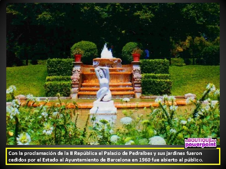 Con la proclamación de la II República el Palacio de Pedralbes y sus jardines