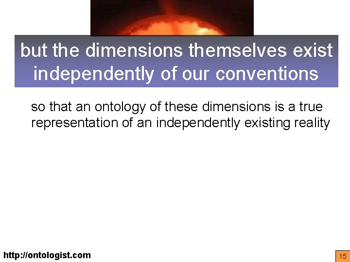 but the dimensions themselves exist independently of our conventions so that an ontology of