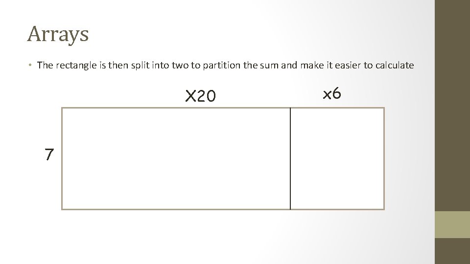 Arrays • The rectangle is then split into two to partition the sum and