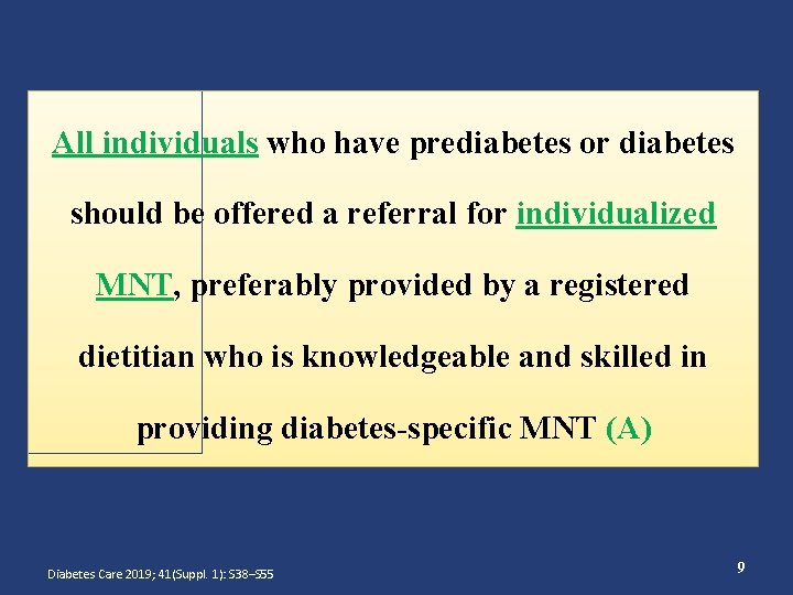 All individuals who have prediabetes or diabetes should be offered a referral for individualized