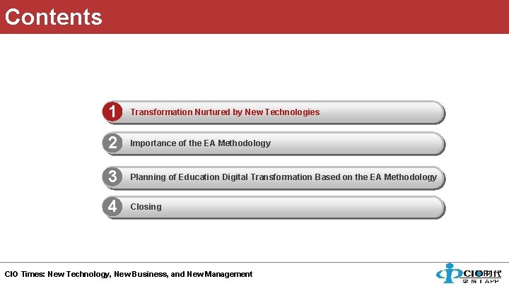 Contents 1 Transformation Nurtured by New Technologies 2 Importance of the EA Methodology 3