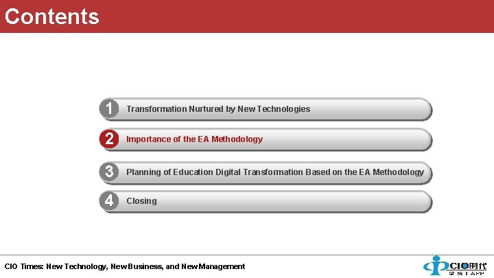 Contents 1 Transformation Nurtured by New Technologies 2 Importance of the EA Methodology 3