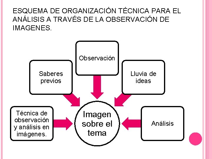 ESQUEMA DE ORGANIZACIÓN TÉCNICA PARA EL ANÁLISIS A TRAVÉS DE LA OBSERVACIÓN DE IMAGENES.