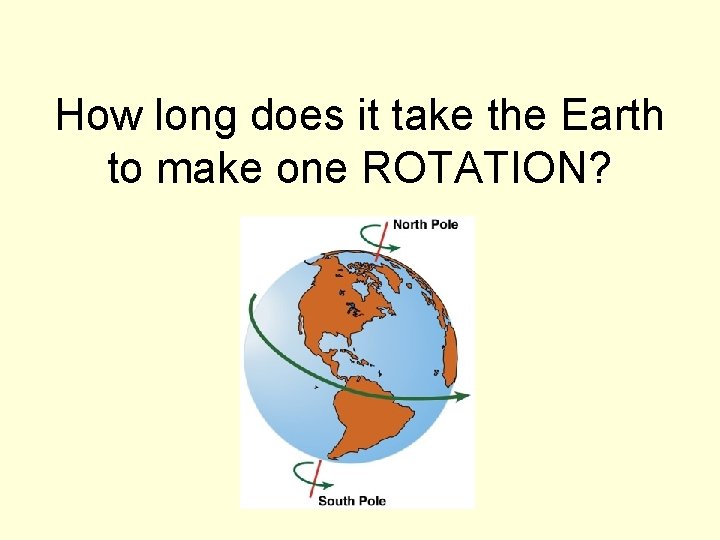 How long does it take the Earth to make one ROTATION? 