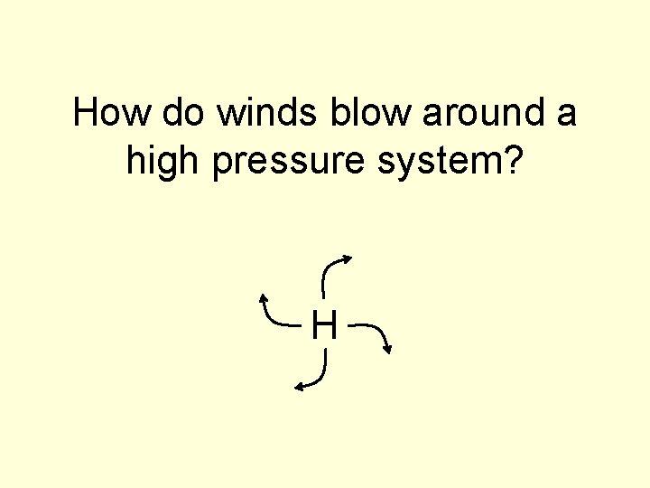 How do winds blow around a high pressure system? H 