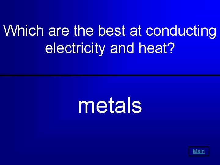 Which are the best at conducting electricity and heat? metals Main 