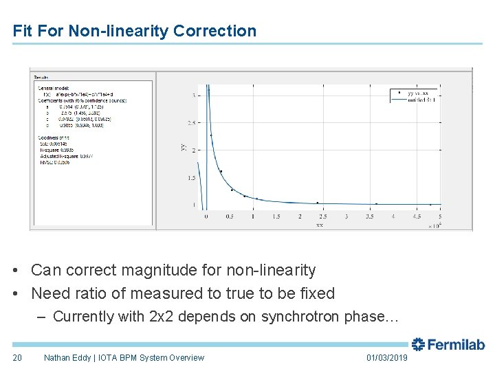 Fit For Non-linearity Correction • Can correct magnitude for non-linearity • Need ratio of