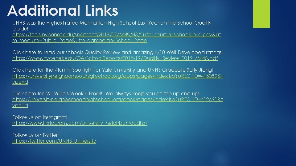 Additional Links UNHS was the Highest rated Manhattan High School Last Year on the