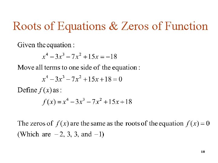 Roots of Equations & Zeros of Function 18 