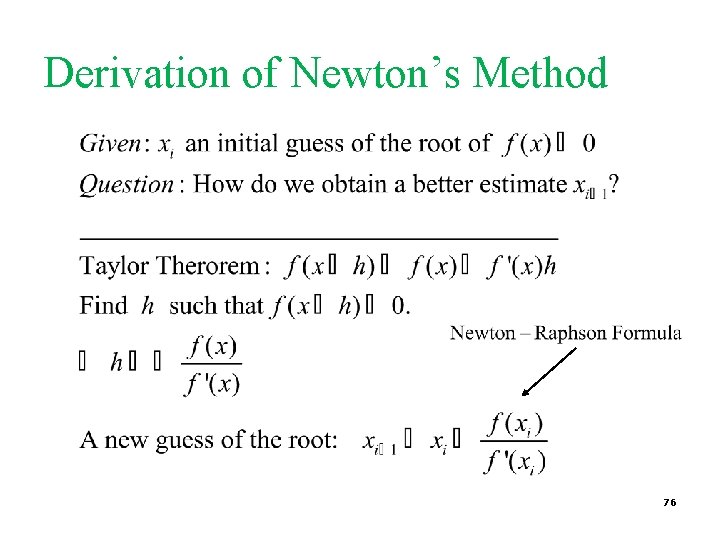 Derivation of Newton’s Method 76 