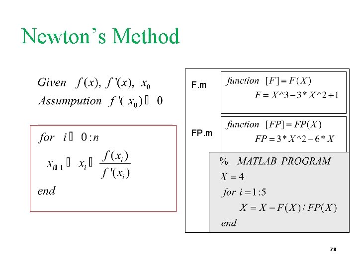 Newton’s Method F. m FP. m 78 