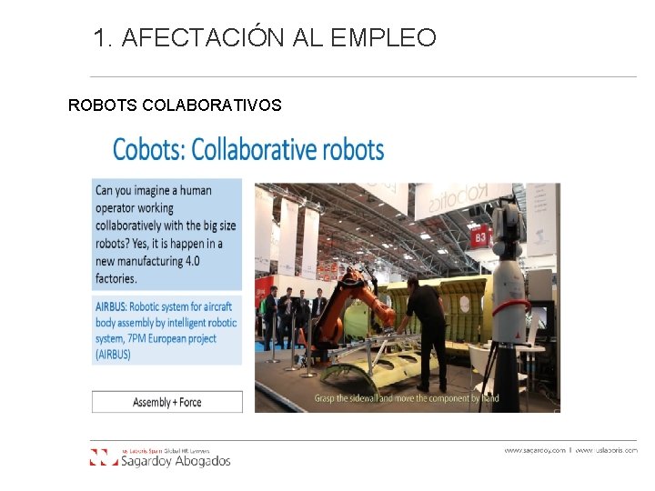 1. AFECTACIÓN AL EMPLEO ROBOTS COLABORATIVOS 1. AFECTACIÓN AL EMPLEO ROBOTS COLABORATIVOS