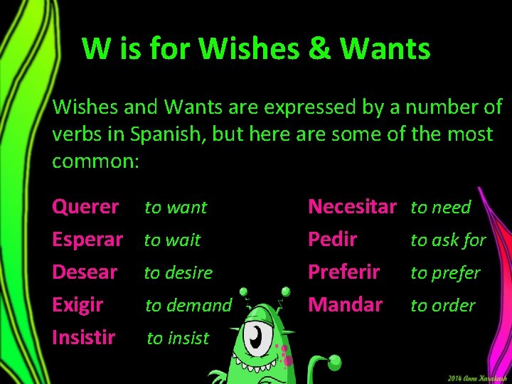 W is for Wishes & Wants Wishes and Wants are expressed by a number W is for Wishes & Wants Wishes and Wants are expressed by a number