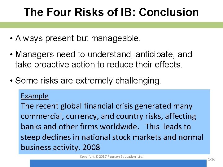 The Four Risks of IB: Conclusion • Always present but manageable. • Managers need