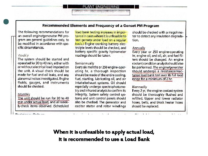 When it is unfeasible to apply actual load, it is recommended to use a