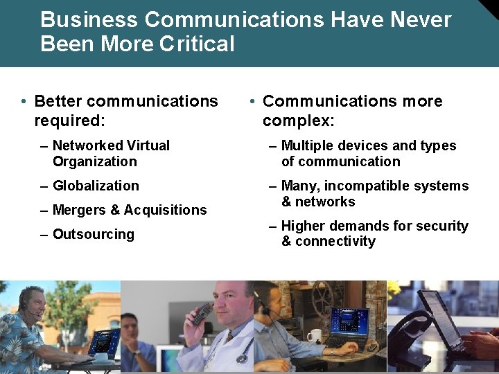 Business Communications Have Never Been More Critical • Better communications required: • Communications more
