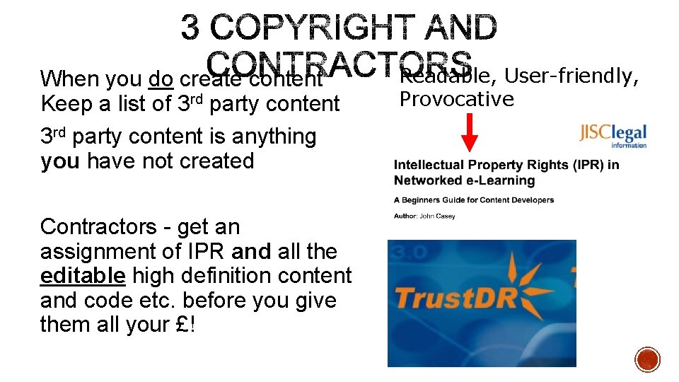 When you do create content Keep a list of 3 rd party content is