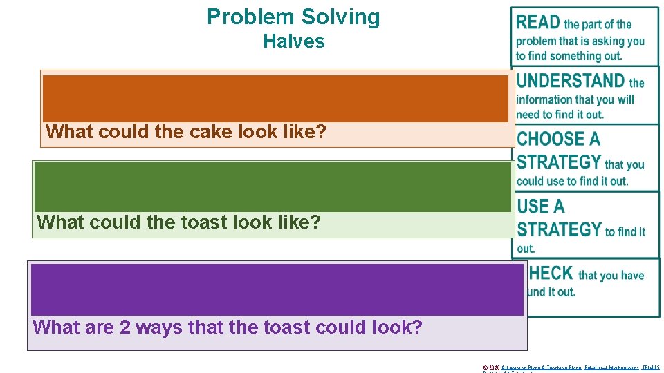 Problem Solving Halves Mary covered half of her round cake in chocolate icing, and