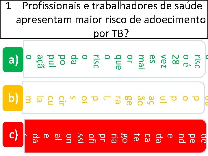 1 – Profissionais e trabalhadores de saúde apresentam maior risco de adoecimento por TB?