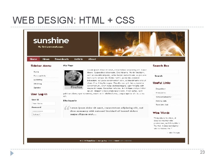 WEB DESIGN: HTML + CSS 23 
