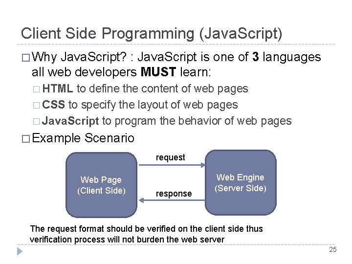 Client Side Programming (Java. Script) � Why Java. Script? : Java. Script is one