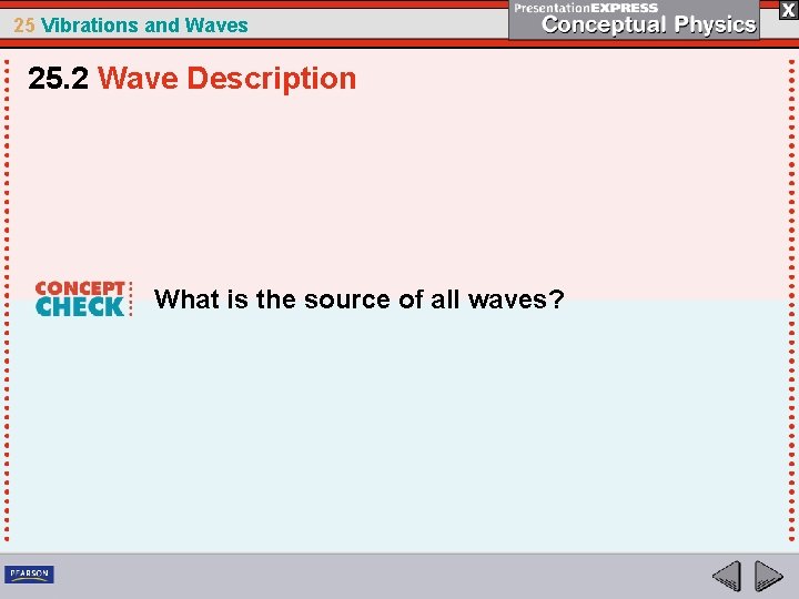 25 Vibrations and Waves 25. 2 Wave Description What is the source of all
