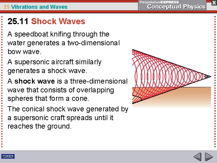 25 Vibrations and Waves 25. 11 Shock Waves A speedboat knifing through the water