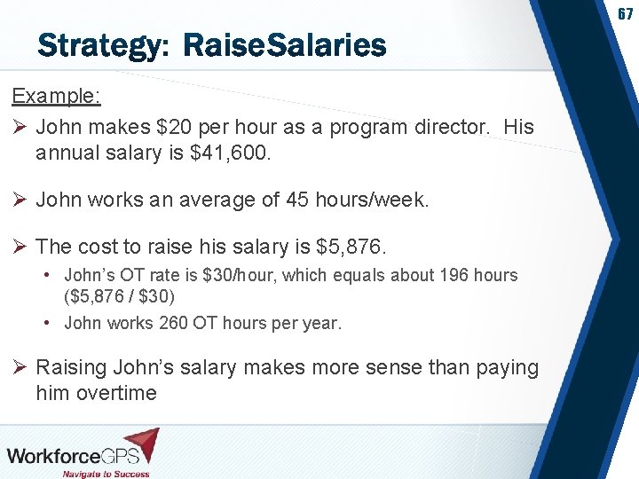 67 Example: Ø John makes $20 per hour as a program director. His annual
