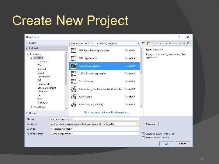Create New Project 19 