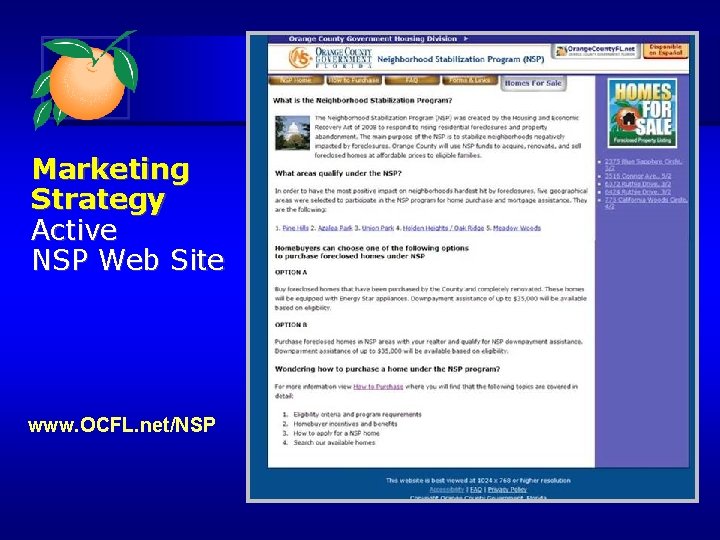 Marketing Strategy Active NSP Web Site www. OCFL. net/NSP 