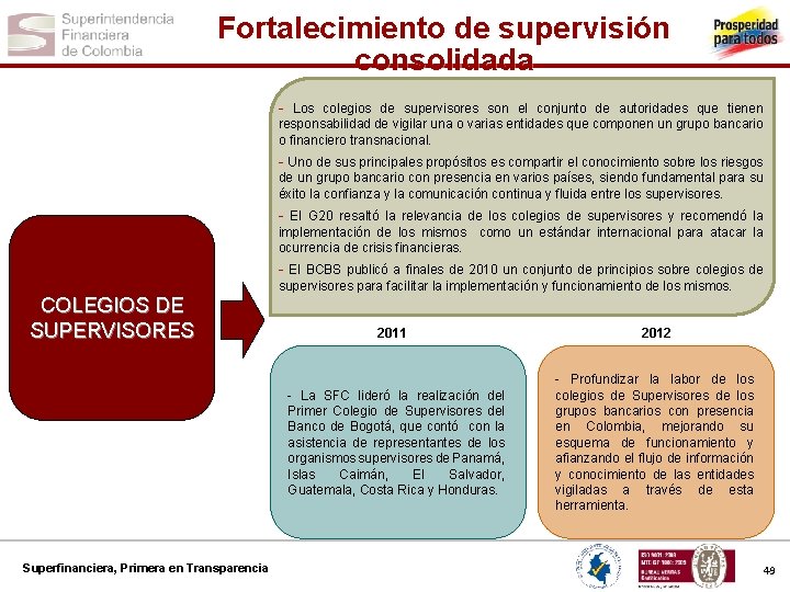 Fortalecimiento de supervisión consolidada - Los colegios de supervisores son el conjunto de autoridades