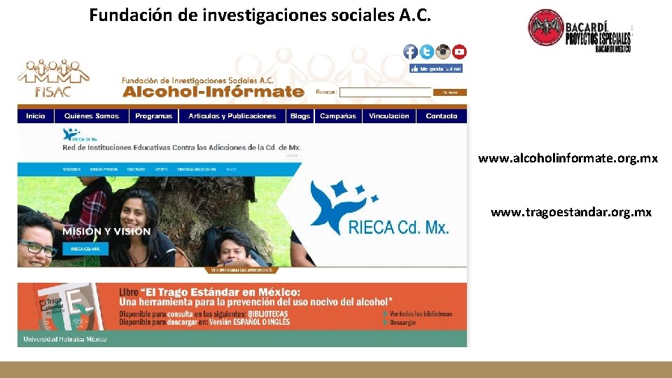 Fundación de investigaciones sociales A. C. www. alcoholinformate. org. mx www. tragoestandar. org. mx