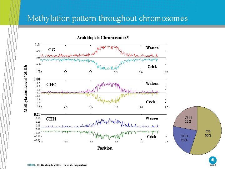 Methylation pattern throughout chromosomes Arabidopsis Chromosome 3 1. 0 Watson Methylation Level / 50