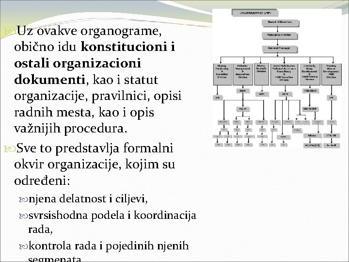  Uz ovakve organograme, obično idu konstitucioni i ostali organizacioni dokumenti, kao i statut
