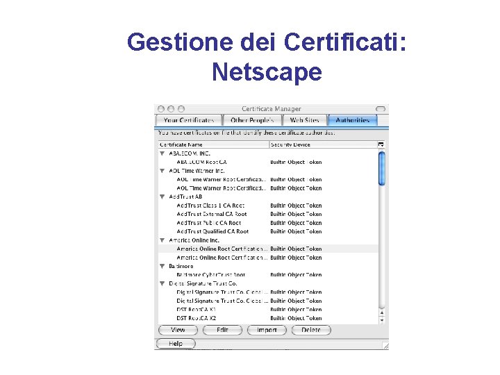 Gestione dei Certificati: Netscape 