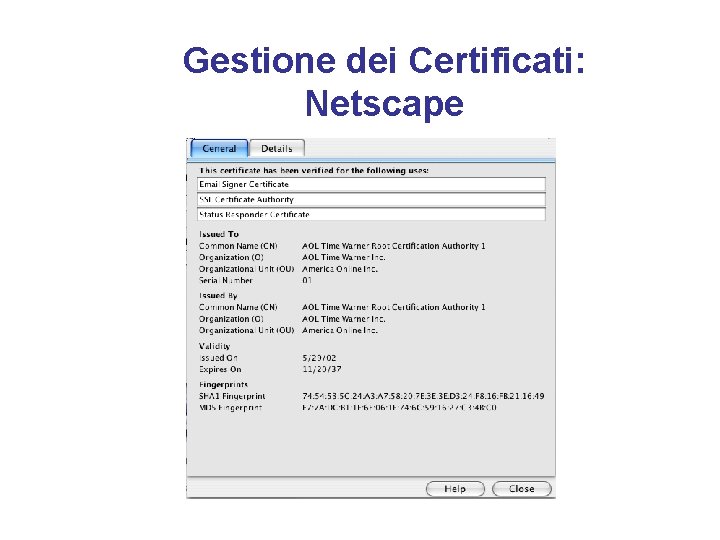 Gestione dei Certificati: Netscape 
