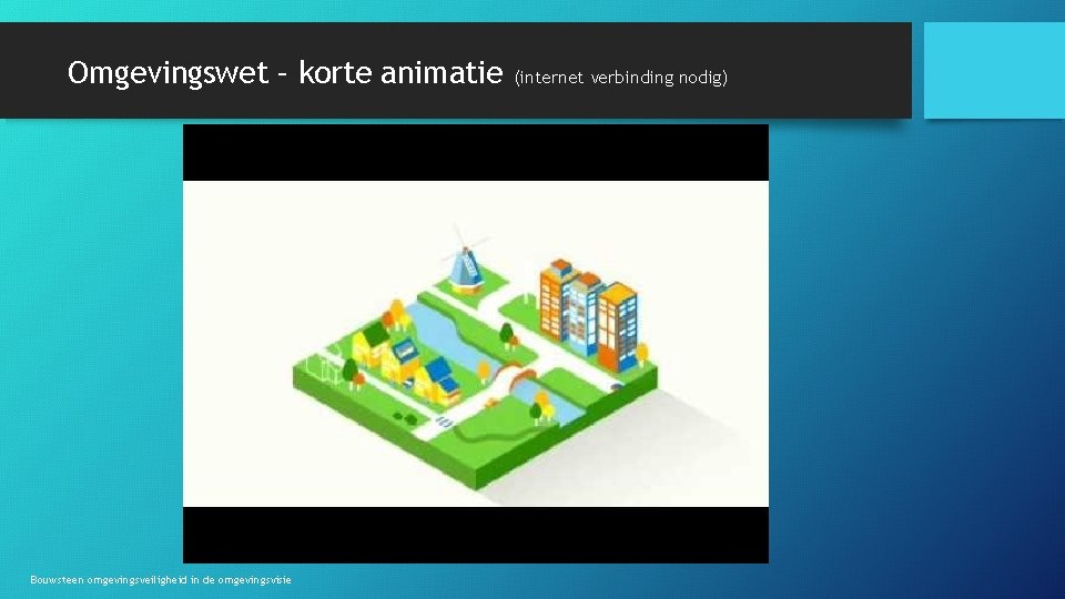 Omgevingswet – korte animatie Bouwsteen omgevingsveiligheid in de omgevingsvisie (internet verbinding nodig) 