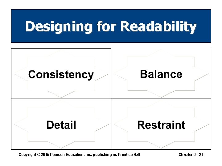 Designing for Readability Copyright © 2015 Pearson Education, Inc. publishing as Prentice Hall Chapter