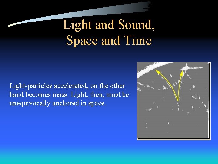 Light and Sound, Space and Time Light-particles accelerated, on the other hand becomes mass.