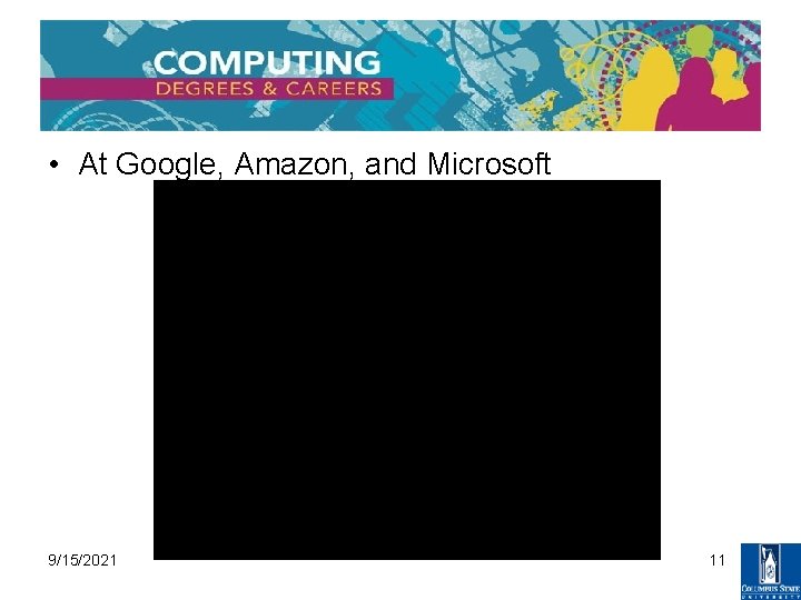  • At Google, Amazon, and Microsoft 9/15/2021 11 