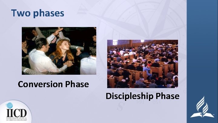 Two phases Conversion Phase Discipleship Phase 