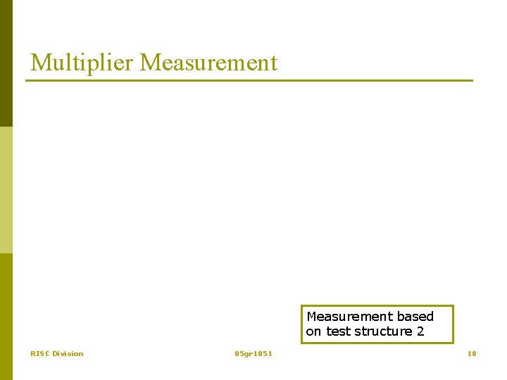 Multiplier Measurement based on test structure 2 RISC Division 05 gr 1051 18 