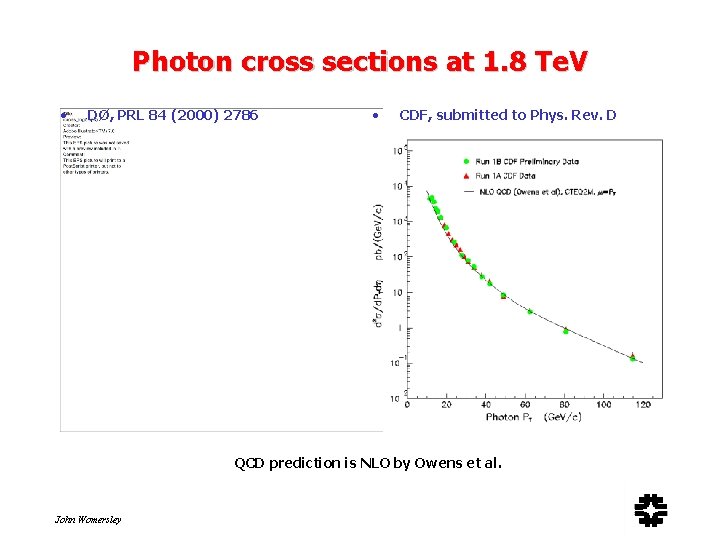 Photon cross sections at 1. 8 Te. V • DØ, PRL 84 (2000) 2786